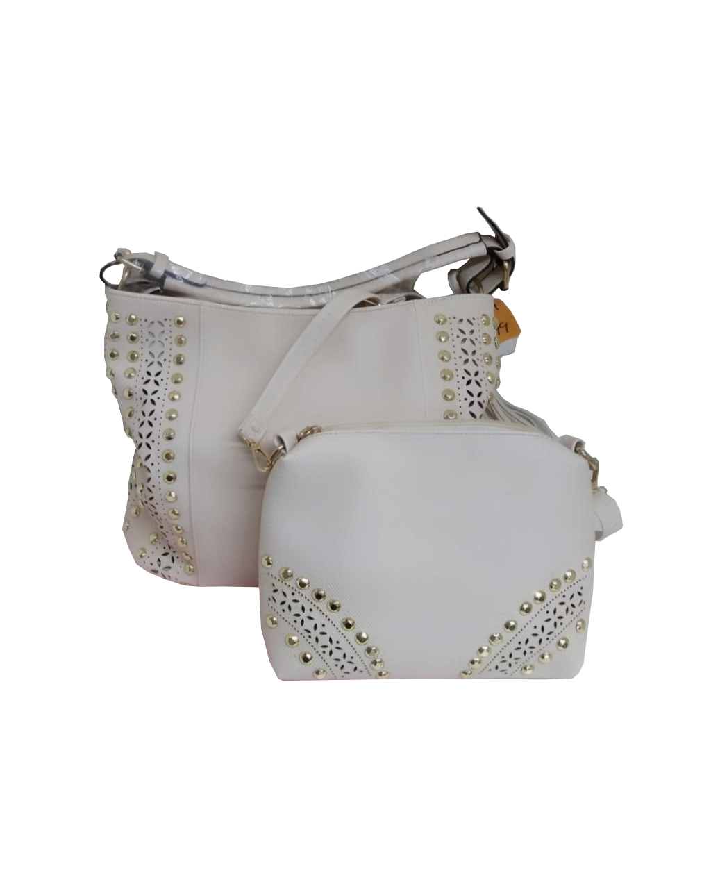 Cartera de Dama - Blanca Con Decoracion Plateada